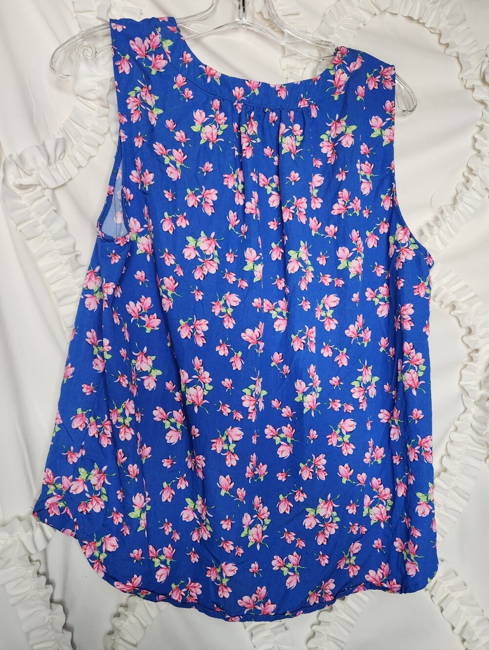 Draper James Blue Floral Sleeveless Top Sz XL - Picture 2 of 4